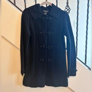 Elegant Black Women's Wool Sweater Coat